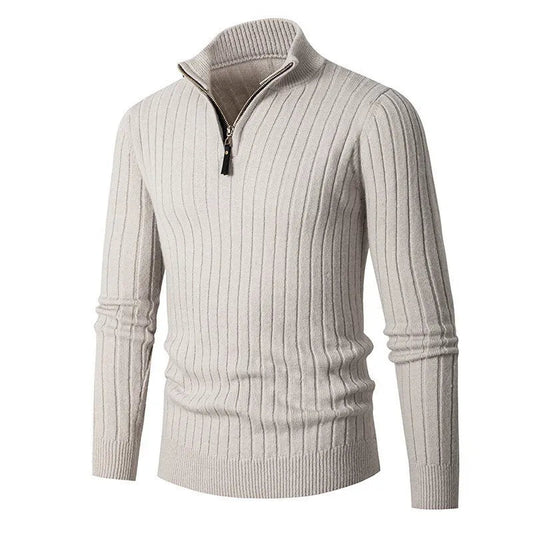 Men’s Ribbed Half-Zip Sweater – Neutral Tones 0