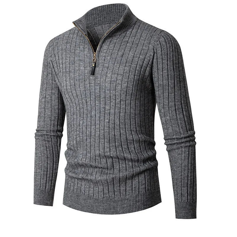 Men’s Ribbed Half-Zip Sweater – Neutral Tones 6