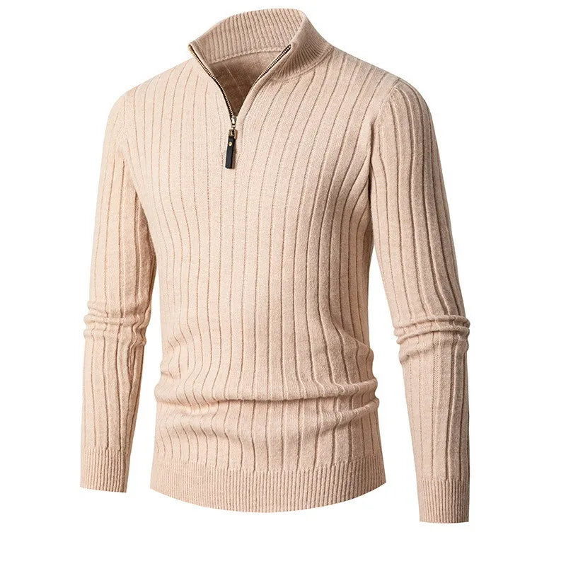 Men’s Ribbed Half-Zip Sweater – Neutral Tones 8