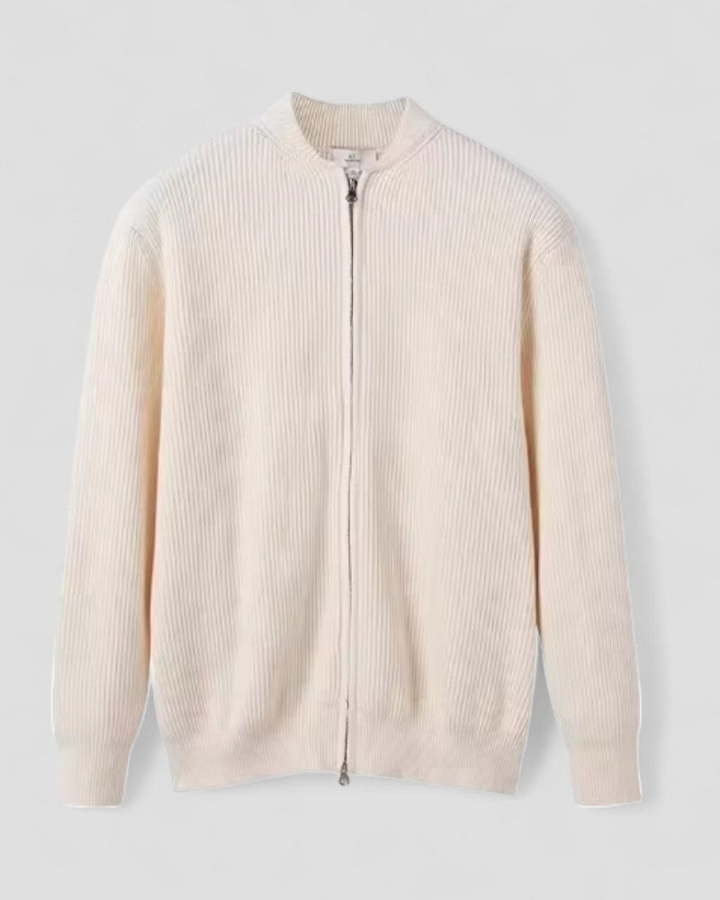 VogeLuxe | Men’s Ribbed Zip-Up Knit Cardigan