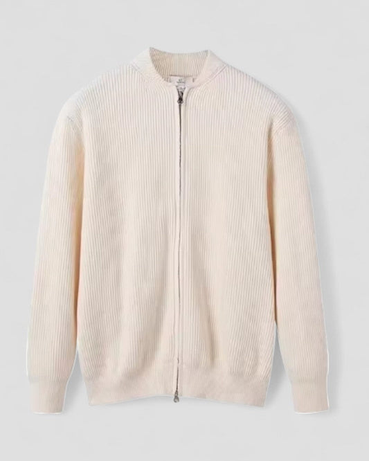 VogeLuxe | Men’s Ribbed Zip-Up Knit Cardigan
