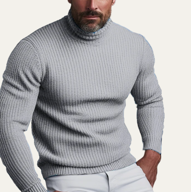 Men’s Ribbed Turtleneck Sweater – Classic Slim Fit Winter Knit Wear 2