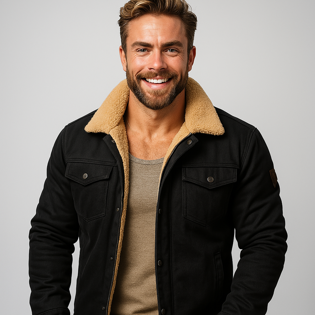 Men’s Shearling Collar Lined Jacket – Classic Winter Outerwear 3