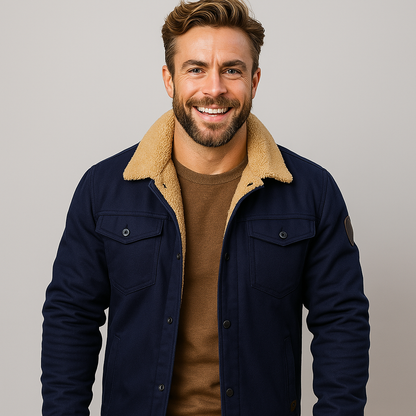 Men’s Shearling Collar Lined Jacket – Classic Winter Outerwear 5