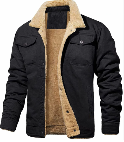 Men’s Shearling Collar Lined Jacket – Classic Winter Outerwear 6