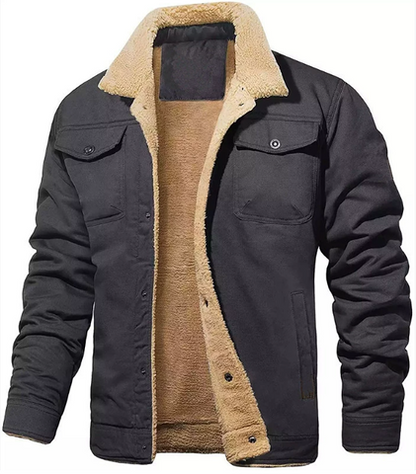 Men’s Shearling Collar Lined Jacket – Classic Winter Outerwear 8