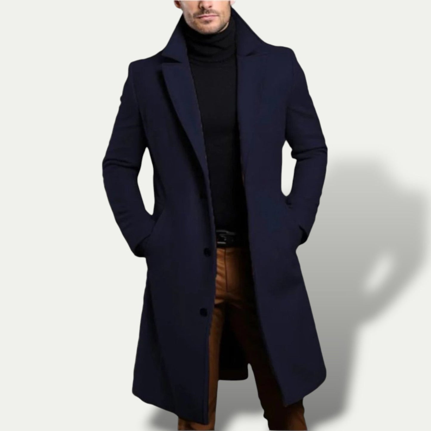 Men’s Single-Breasted Long Coat – All-Season Smart Outerwear 0