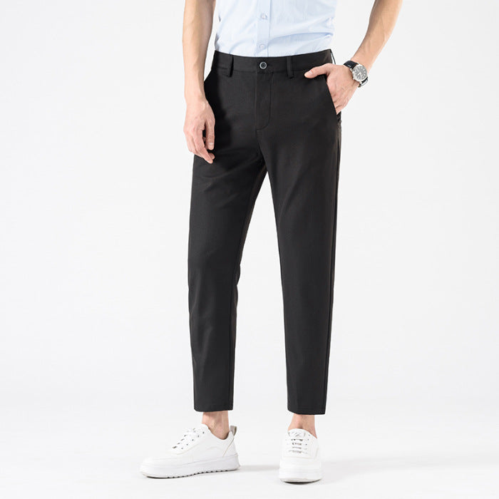 Men’s Slim Fit Cropped Trousers – Smart Casual Business Pants for Spring & Autumn 0