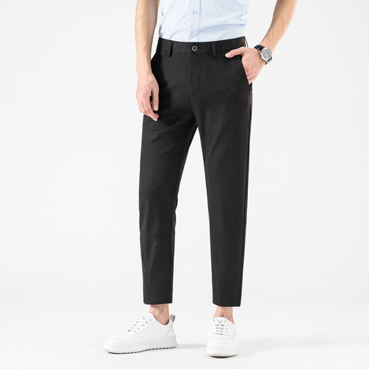 Men’s Slim Fit Cropped Trousers – Smart Casual Business Pants for Spring & Autumn 0