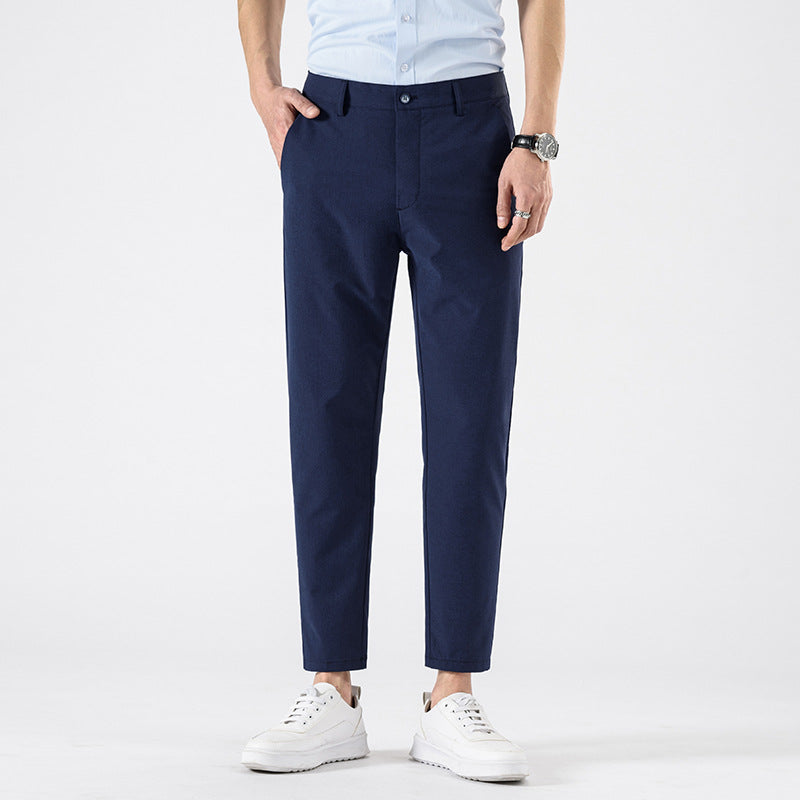 Men’s Slim Fit Cropped Trousers – Smart Casual Business Pants for Spring & Autumn 1