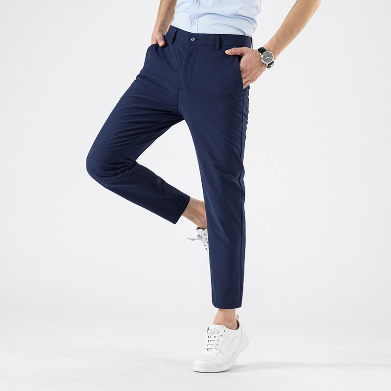 Men’s Slim Fit Cropped Trousers – Smart Casual Business Pants for Spring & Autumn 2