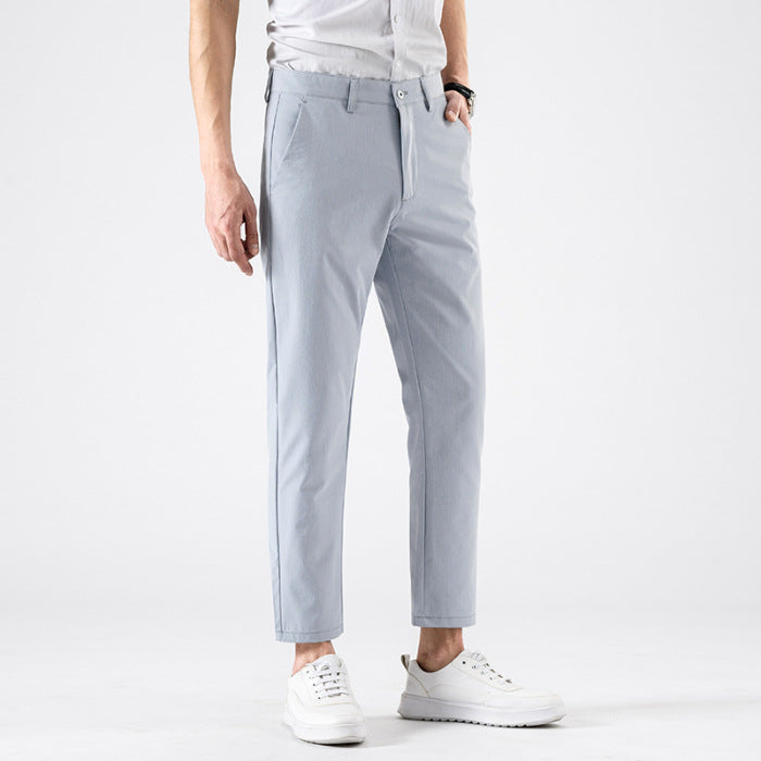 Men’s Slim Fit Cropped Trousers – Smart Casual Business Pants for Spring & Autumn 4