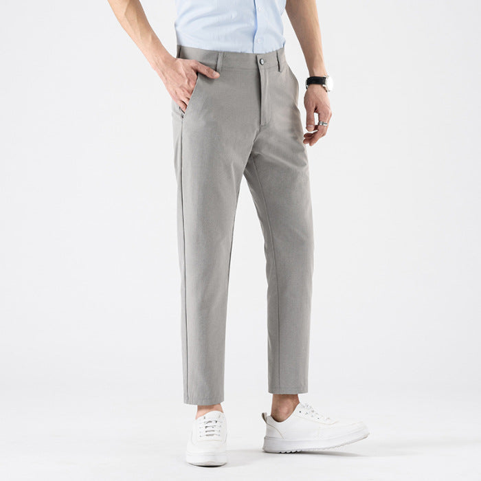 Men’s Slim Fit Cropped Trousers – Smart Casual Business Pants for Spring & Autumn 5