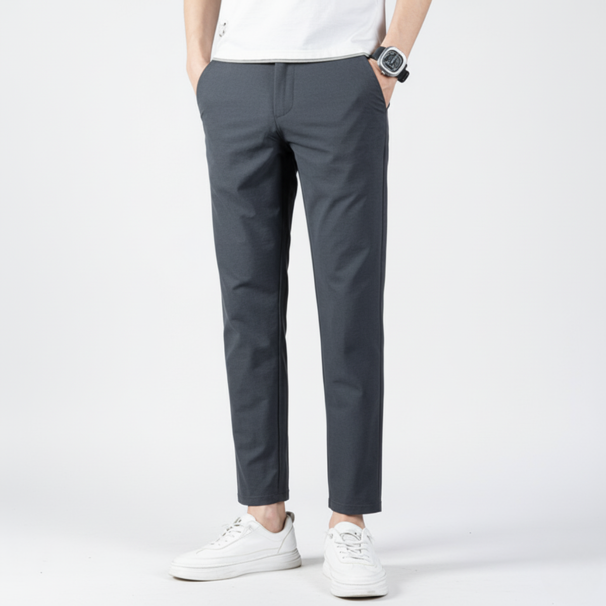 Men’s Slim Fit Cropped Trousers – Smart Casual Business Pants for Spring & Autumn 6