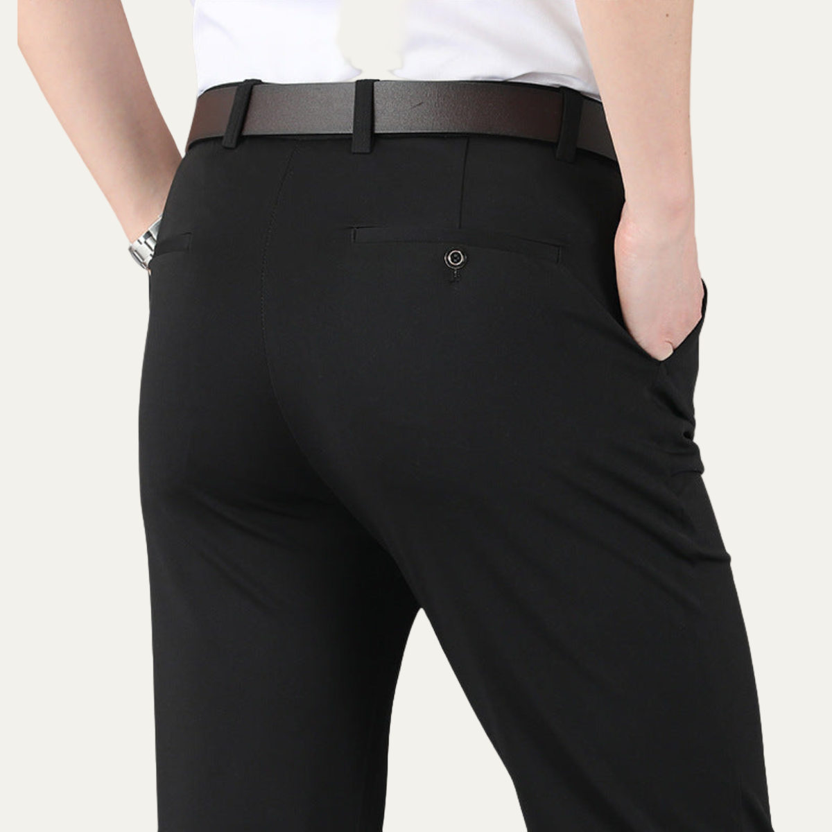 Men’s Slim Fit Trousers – Stretch Waist Smart Business Pants 0