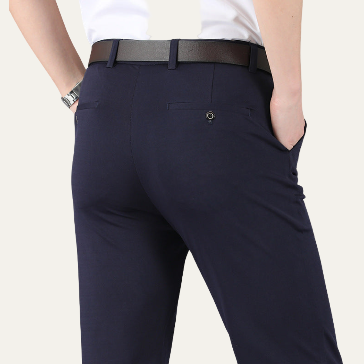 Men’s Slim Fit Trousers – Stretch Waist Smart Business Pants 3