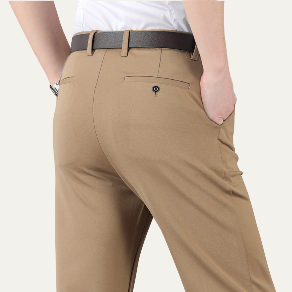 Men’s Slim Fit Trousers – Stretch Waist Smart Business Pants 4