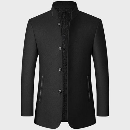 Men’s Stand Collar Business Coat with Side Pockets – Tailored Smart-Casual 1