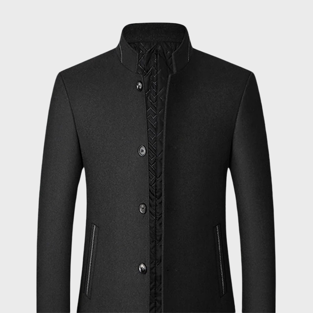 Men’s Stand Collar Business Coat with Side Pockets – Tailored Smart-Casual 4