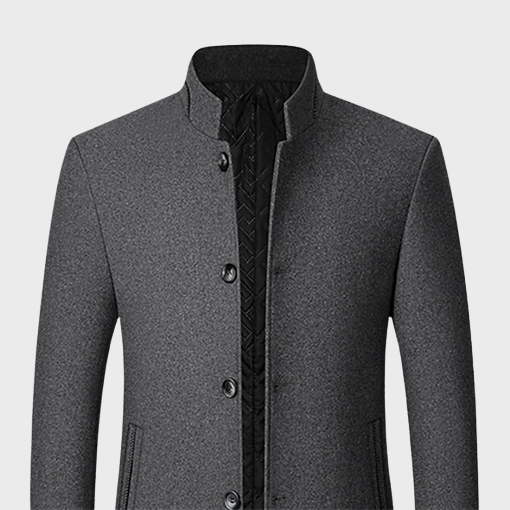 Men’s Stand Collar Business Coat with Side Pockets – Tailored Smart-Casual 8