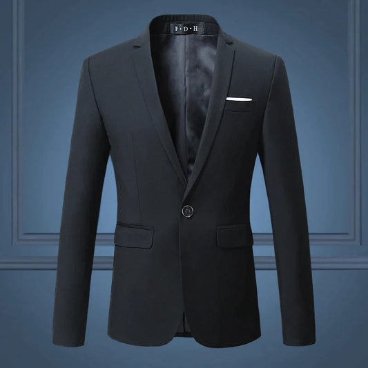 Classic One Button Suit Jacket - BritishElegance