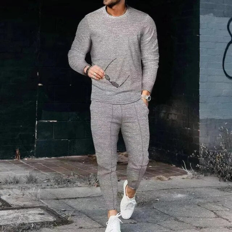 Casual Crew Neck Shirt and Pants Set