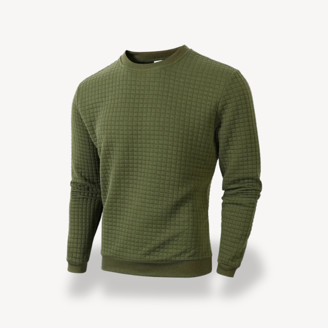 VogeLuxe | Men’s Quilted Grid Crewneck Sweatshirt
