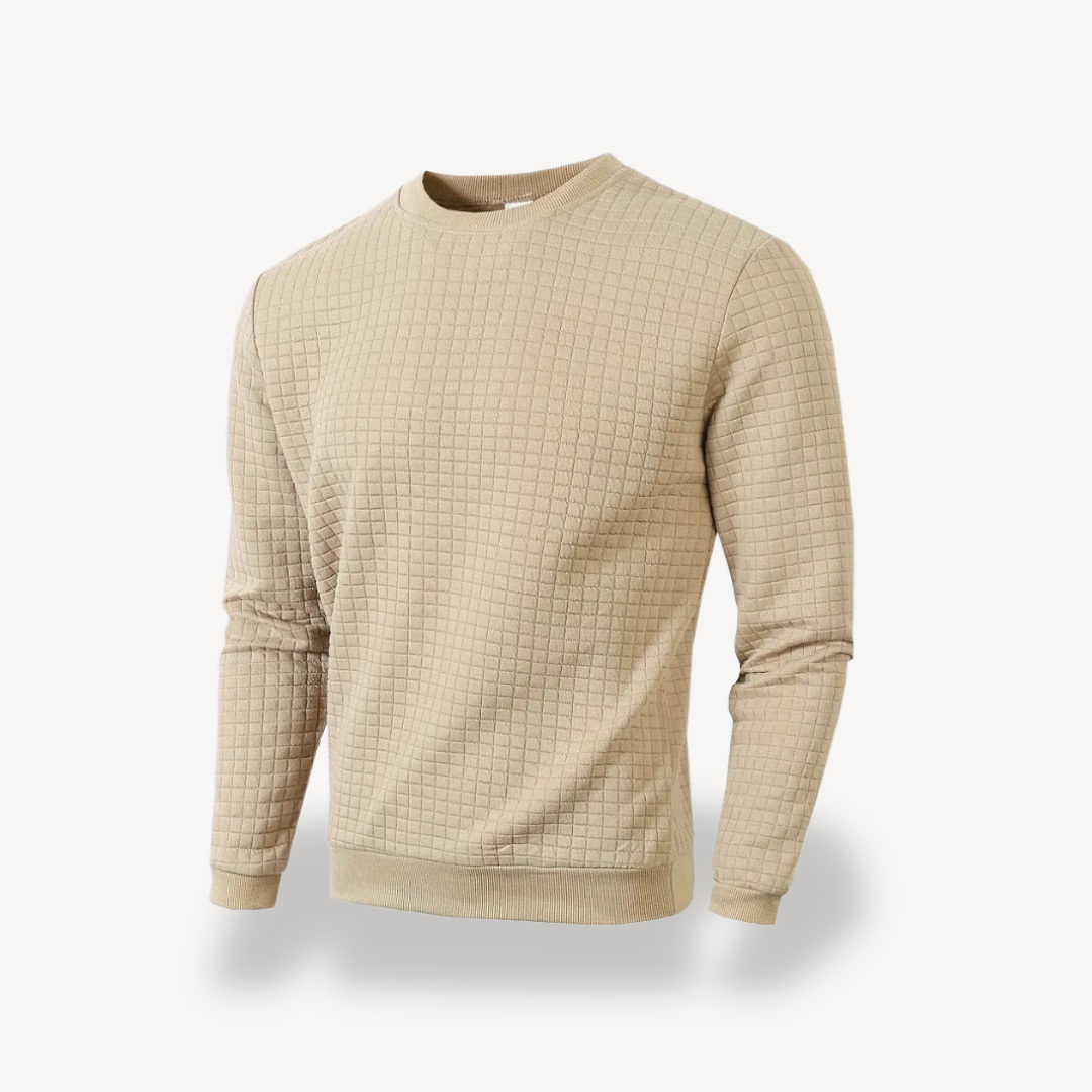 VogeLuxe | Men’s Quilted Grid Crewneck Sweatshirt