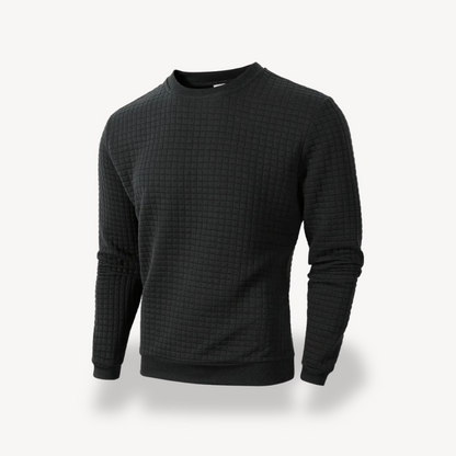 VogeLuxe | Men’s Quilted Grid Crewneck Sweatshirt