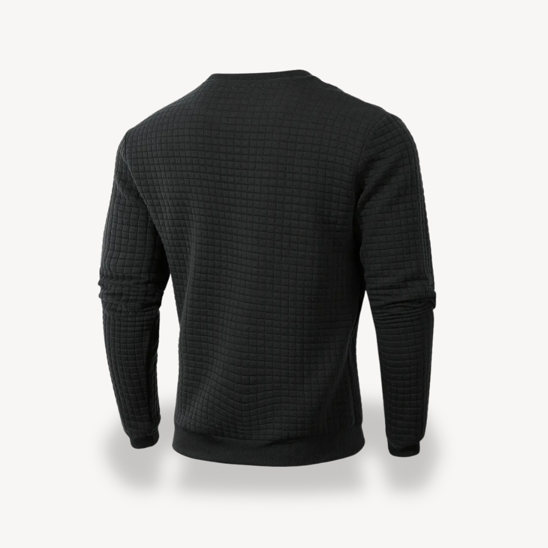 VogeLuxe | Men’s Quilted Grid Crewneck Sweatshirt