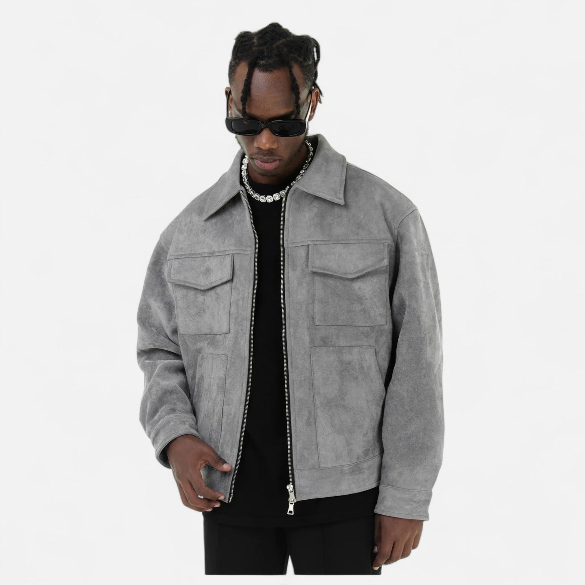 Men’s Trucker Jacket | Zip Front Casual Jacket With Chest Pockets 4