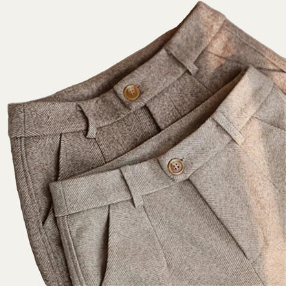 Men’s Vintage Pleated Trousers – High-Waist Tailored Fit 0