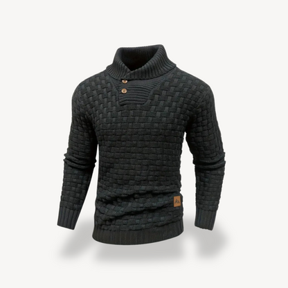 VogeLuxe | Men’s Basketweave Shawl Collar Sweater