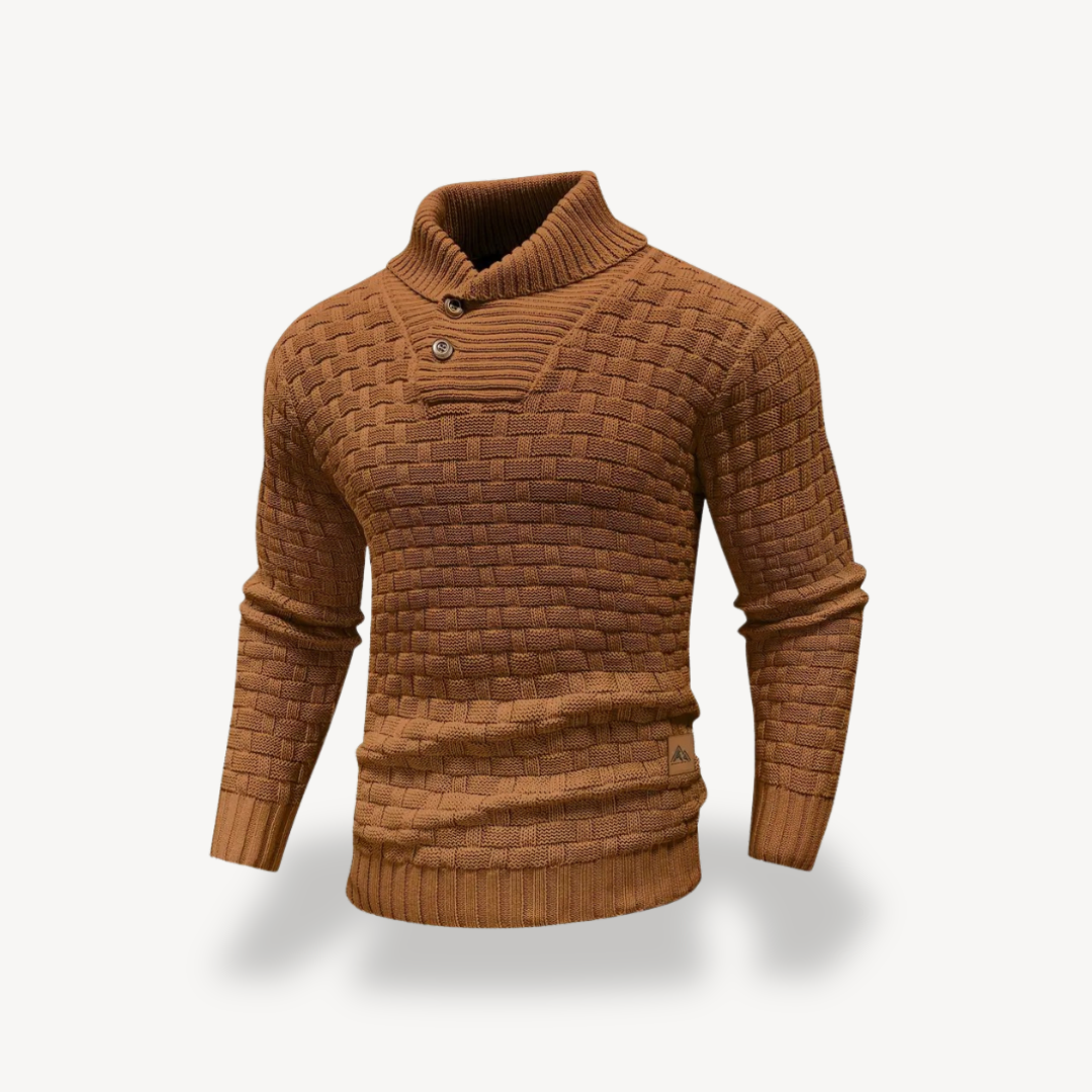 VogeLuxe | Men’s Basketweave Shawl Collar Sweater