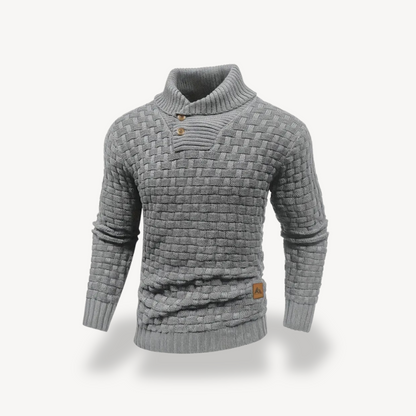 VogeLuxe | Men’s Basketweave Shawl Collar Sweater