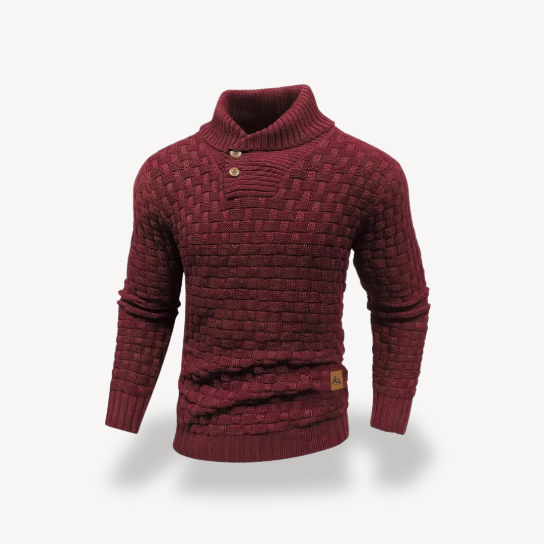 VogeLuxe | Men’s Basketweave Shawl Collar Sweater
