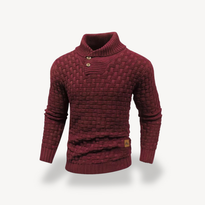 VogeLuxe | Men’s Basketweave Shawl Collar Sweater