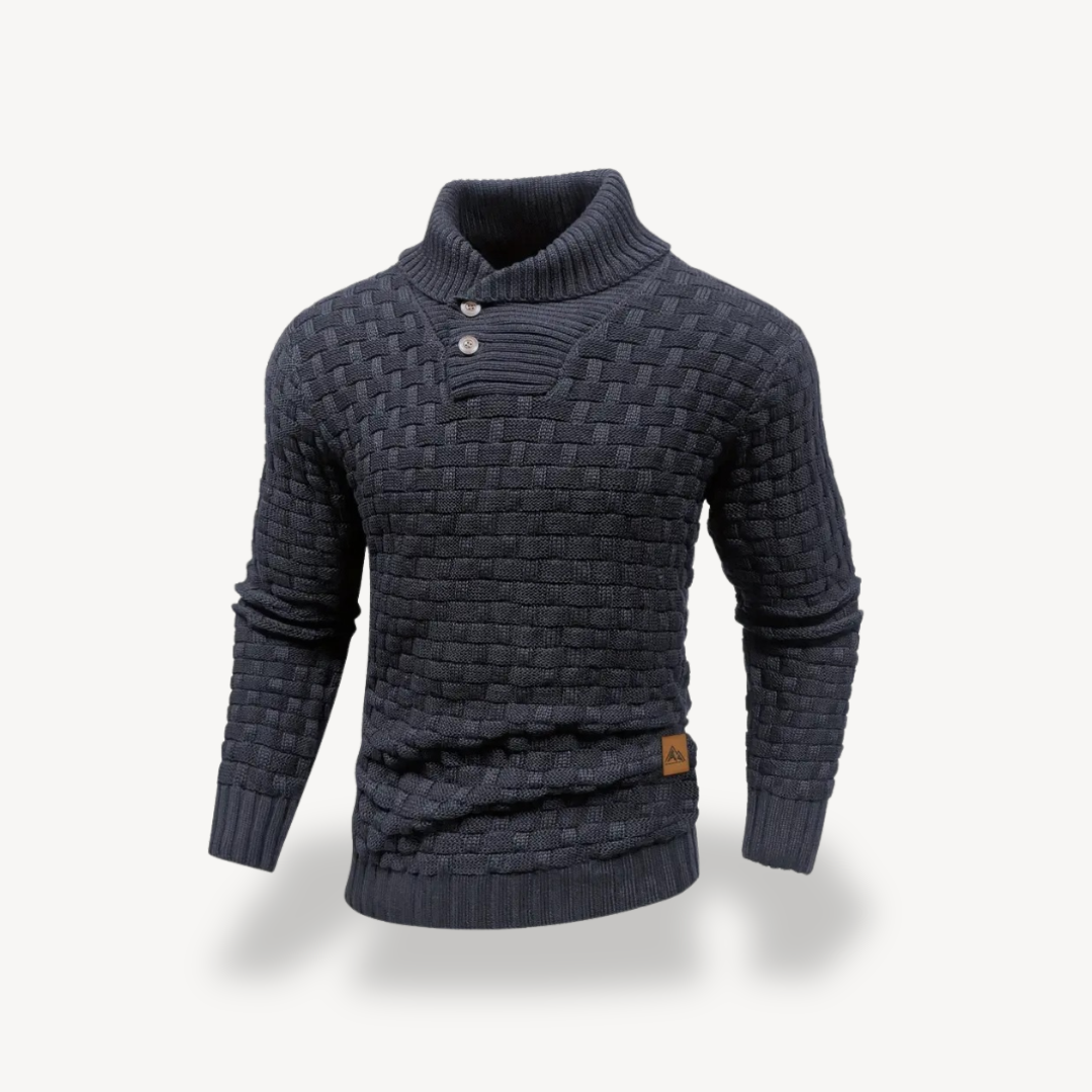VogeLuxe | Men’s Basketweave Shawl Collar Sweater