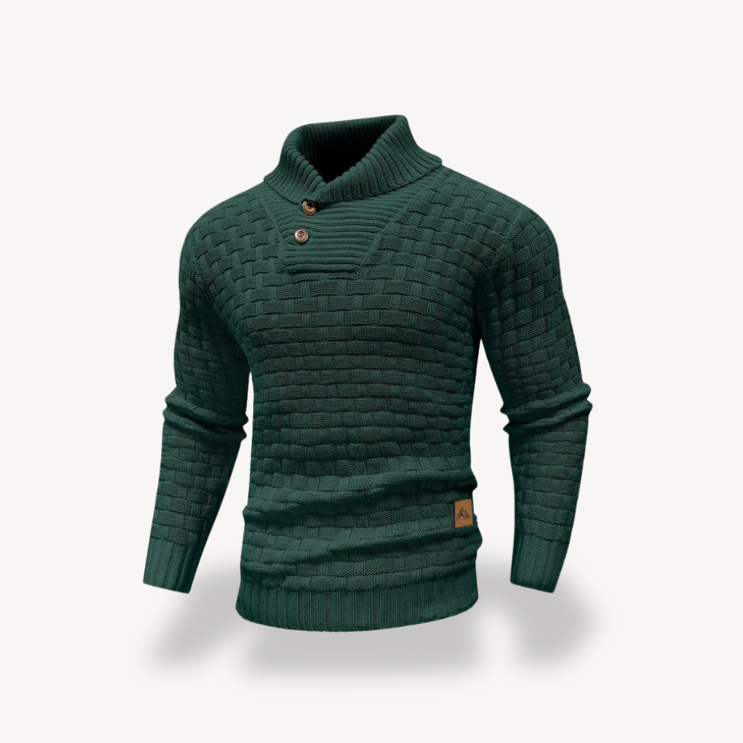 VogeLuxe | Men’s Basketweave Shawl Collar Sweater