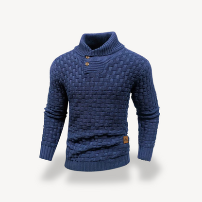 VogeLuxe | Men’s Basketweave Shawl Collar Sweater