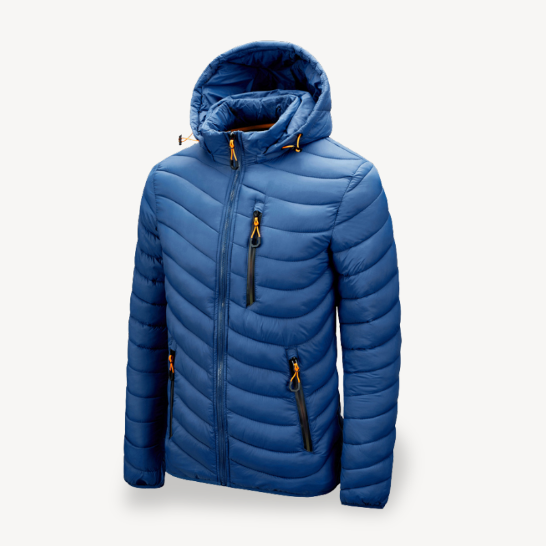 VogeLuxe | Men’s Chevron Quilted Hooded Puffer Jacket
