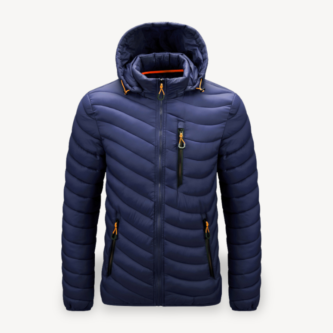 VogeLuxe | Men’s Chevron Quilted Hooded Puffer Jacket