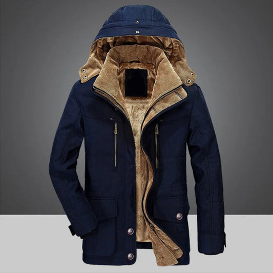 Warm Waterproof Men's Insulated Hooded Fleece Coat - VogeLuxe