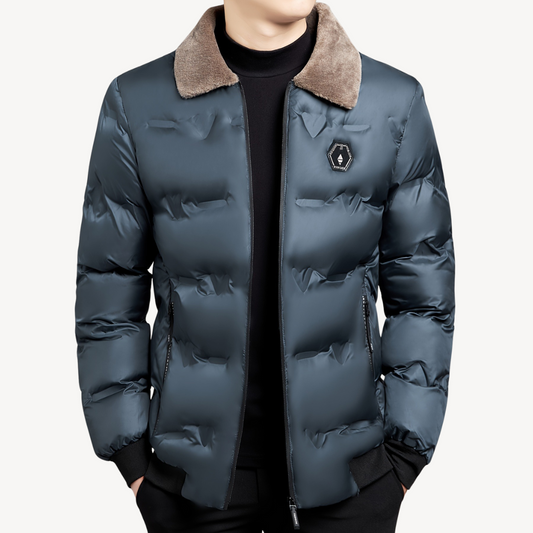 VogeLuxe | Men’s Fur Collar Quilted Puffer Bomber