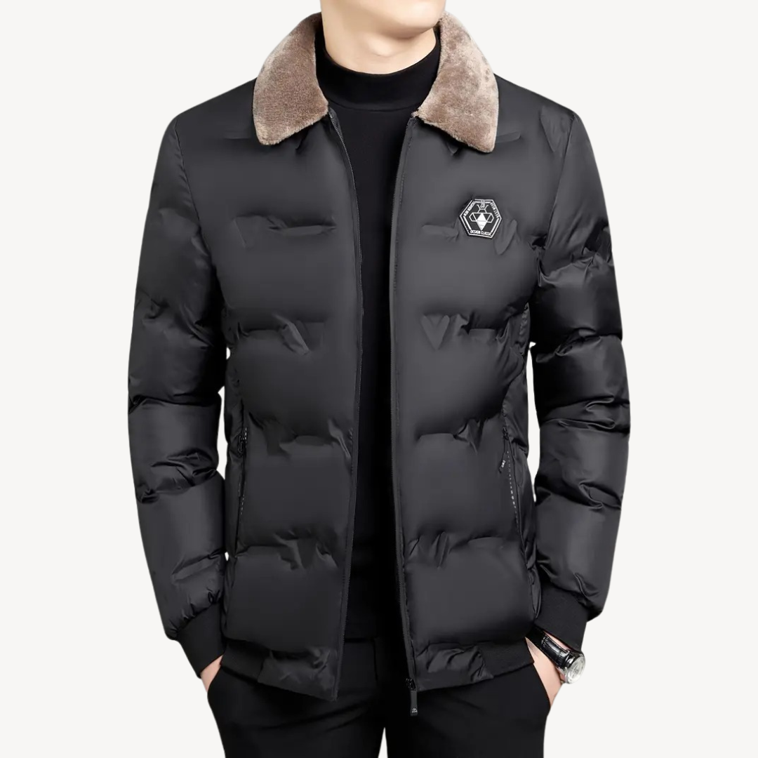 VogeLuxe | Men’s Fur Collar Quilted Puffer Bomber