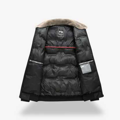 VogeLuxe | Men’s Fur Collar Quilted Puffer Bomber