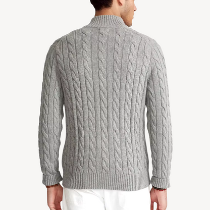 VogeLuxe | Men’s Cable-Knit Quarter-Zip Sweater