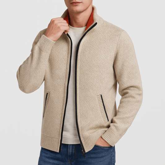 Men’s Zip-Collar Cardigan – Modern Warmth with Refined Edge 0