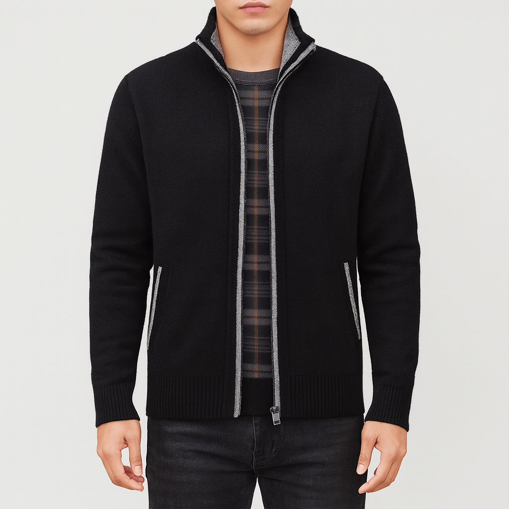 Men’s Zip-Collar Cardigan – Modern Warmth with Refined Edge 4