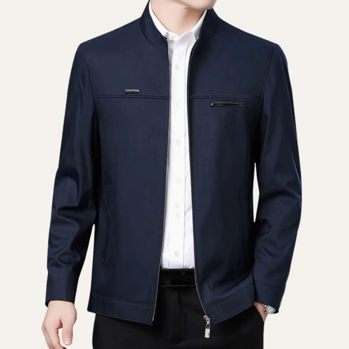 Men’s Zip-Up Jacket – Minimalist Business Casual Style 1